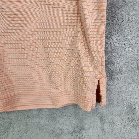 Mens TravisMathew Polo Shirt Orange Striped short sleeve Size L - Picture 8 of 13